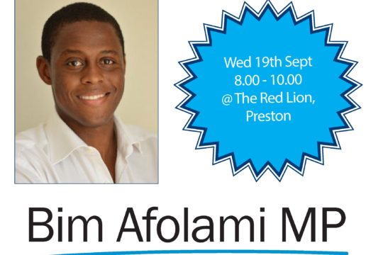 Pint with Bim Afolami – Wed 19th Sept, 8-10pm
